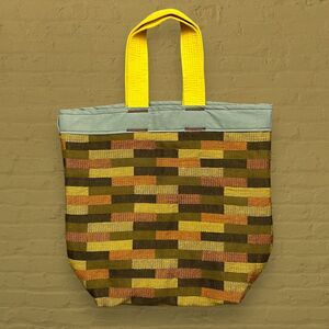 Handmade Geometric Tapestry Bag Small Tote Grocery Reusable Upcycled